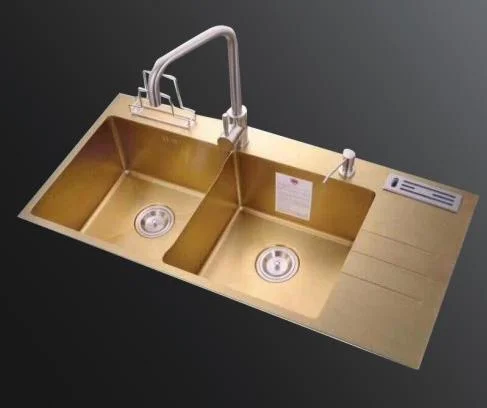 100X48cm Corner Kitchen Sinks Composite Farmhouse Gold Kitchen Sink