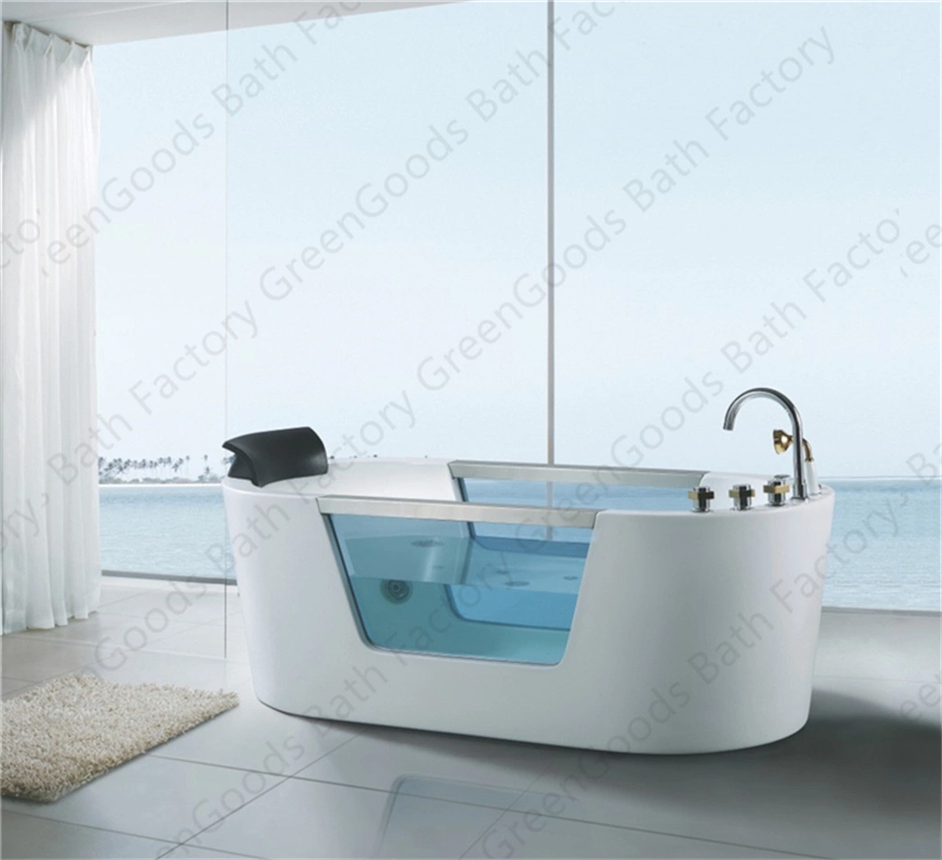 CE 67 Pure White Acrylic Oval Shape Freestanding Nice SPA Surfing Bathtubs Air Jet Double Whirlpool Massage Adult Bathtub