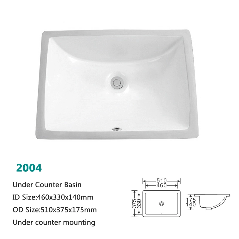 Chaozhou Ceramic Rectangular Vanity Under Counter Basin Ceramic Sink Design Cabinet Wash Hand Bathroom Sink Face Basin