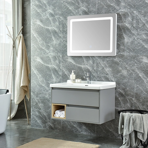 Plywood Lavatory Bathroom Vanity Double Sink Set with Smart Mirror