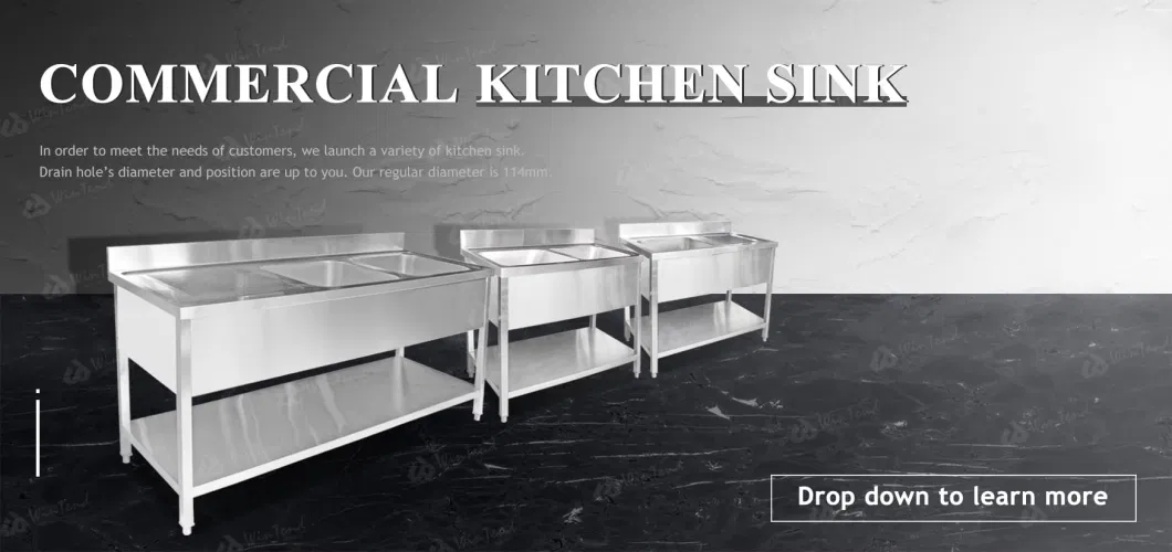 Commercial Restaurant Hotel Stainless Steel Kitchen Sink Wash Basin with Bowl and Working Workbench Suit for Kitchen Equipment