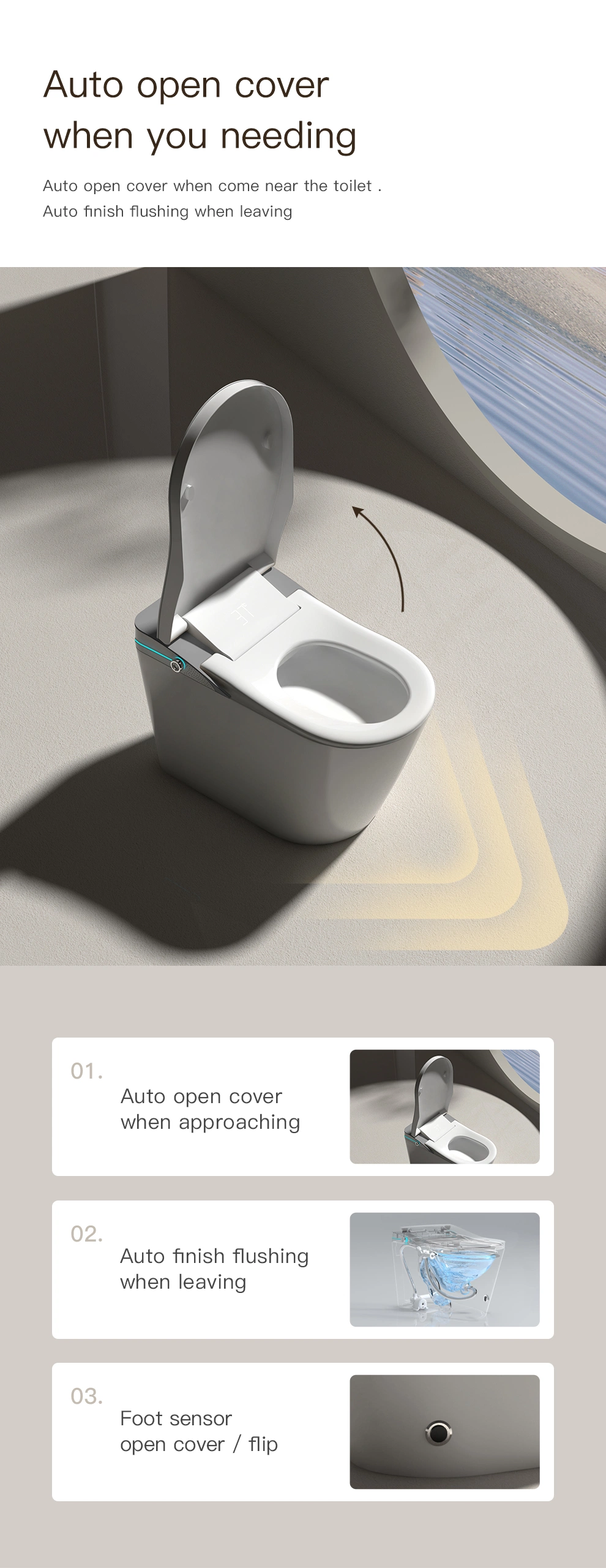 Chaozhou Sanitary Ware 220V Intelligent Wc Automatic Flush Toilet Electronic Toilet with Remote Control