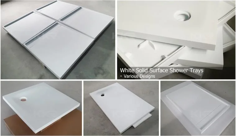 Hotel Bathroom Artificial Stone Cast Marble Rectangular Solid Surface Shower Base