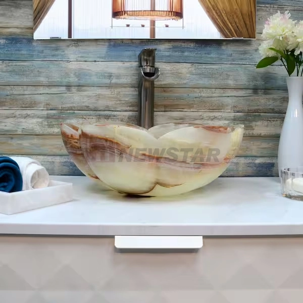Natural Stone Bathroom Vanity with Sink Modern Kitchen Sink Hand-Carved Freestanding Raggio Verde Marble Basin