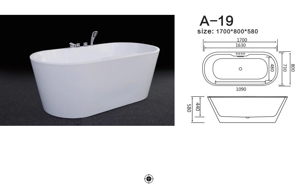 Hot Selling Freestanding Acrylic Baths with Ss Faucet and Shower Head, 35mm Thickness Wall, Enjoying Extra Large Space at Bathing Time