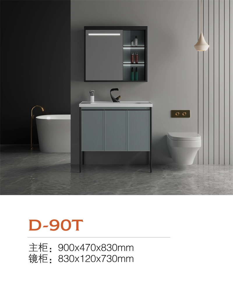 Factory Directly Modern Hotel Free Standing Waterproof Mirror Wash Basin Vanity 60cm Bathroom Cabinet