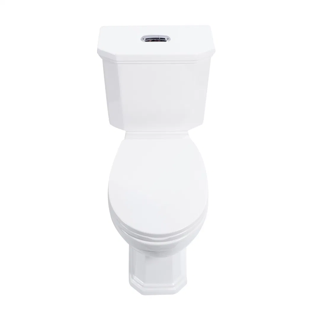 Bathroom Lavatory Porcelain Close Coupled Ceramic Back-to-Wall Smart P-Trap 180 Dual-Flush European Soft-Close Sanitary Ware Two Piece Toilet Cistern