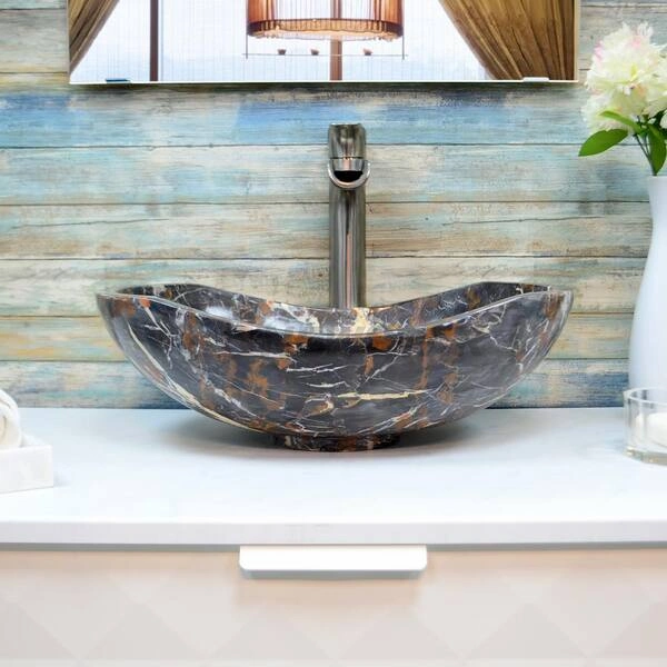 Natural Stone Bathroom Vanity with Sink Modern Kitchen Sink Hand-Carved Freestanding Raggio Verde Marble Basin