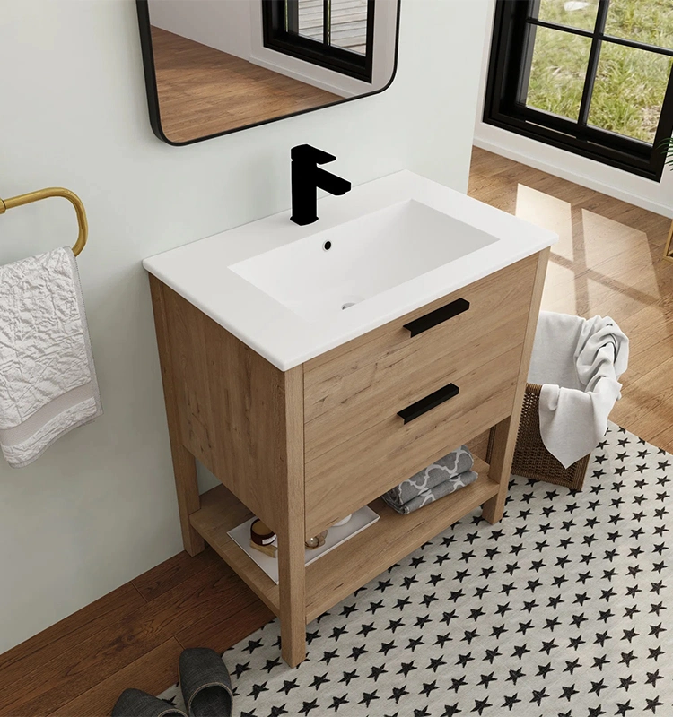 Sanitary Ware Cabinet Bathroom Vanity Ceramic Sink Rectangular Wash Basin