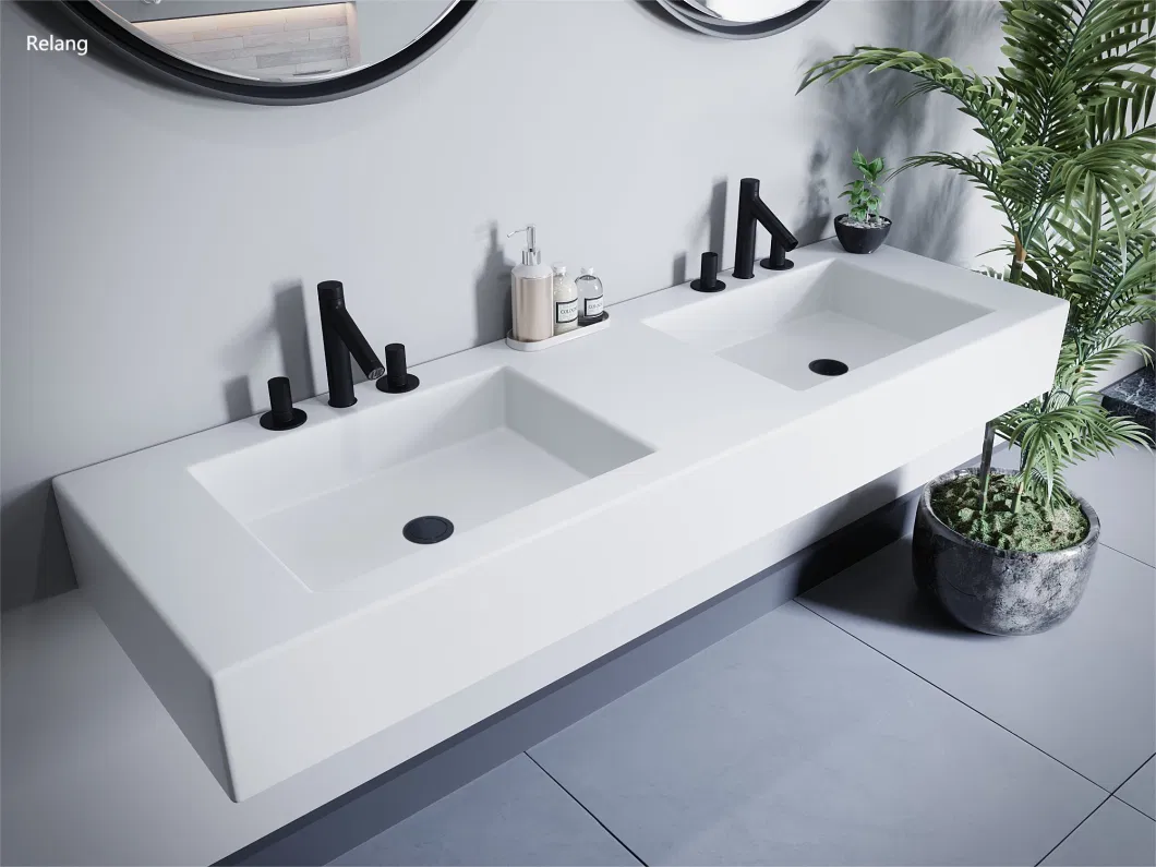 Anti-Stain and Durable Pure Acrylic Solid Surface Bathroom Vanity Basin