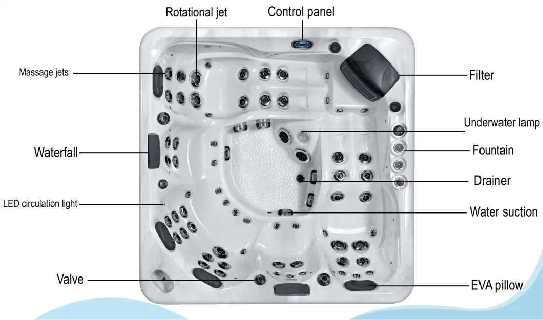 Sunrans 5 Person Balboa Acrylic Hot Tubs and Whirlpool SPA Bathtub Outdoor with Covers