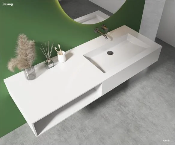 Artificial Polished Calacatta Pure White Acrylic Solid Surface Countertop with ISO, Greengard