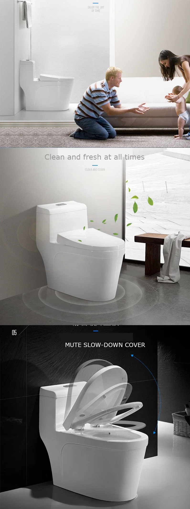 Foshan Bestme Brand One Piece Soft Close Cover White Glazed Easy Clean Ceramic Toilet (BC-1313)