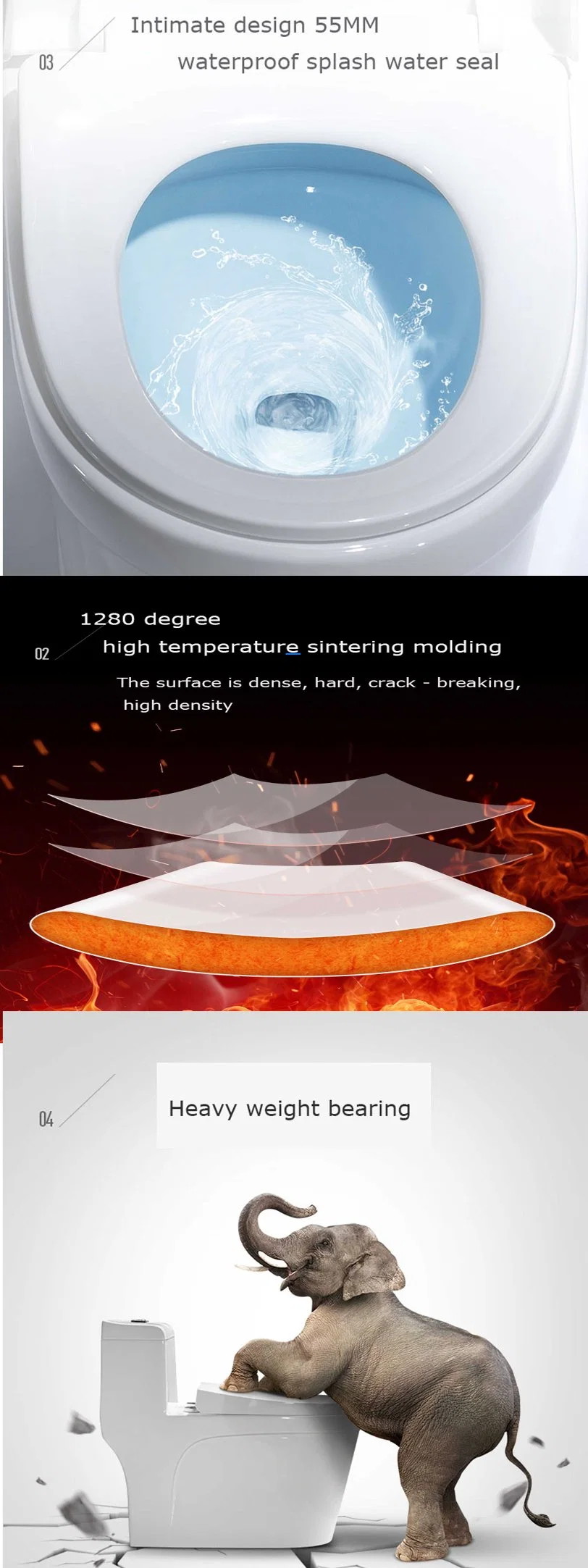 Foshan Bestme Brand One Piece Soft Close Cover White Glazed Easy Clean Ceramic Toilet (BC-1313)