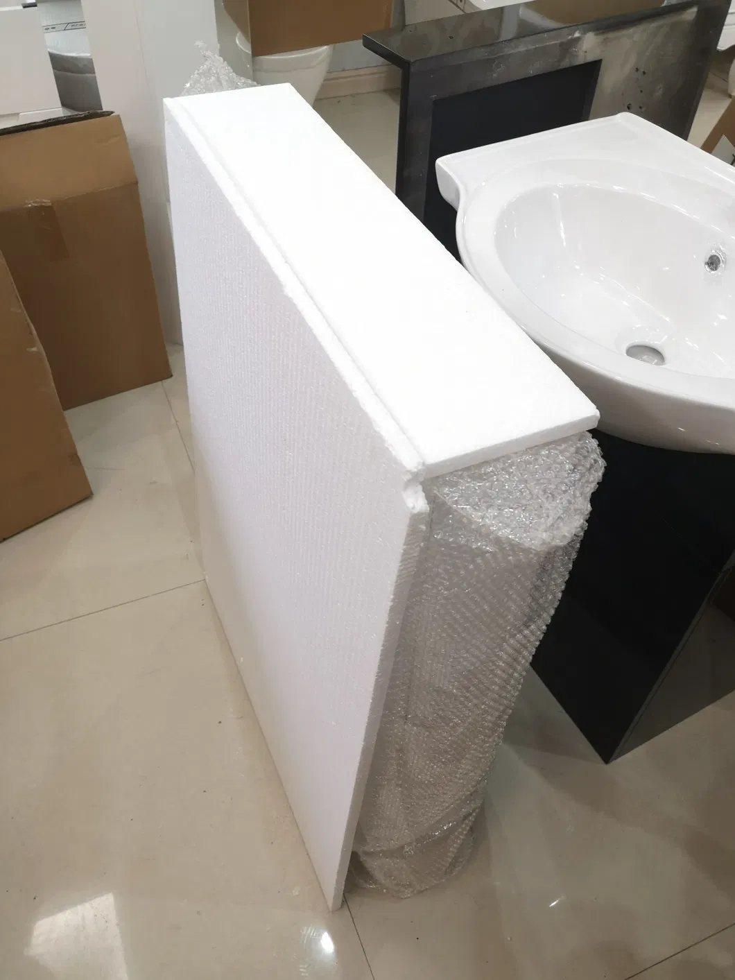 Glass Basin PVC Bathroom Cabinet with Two Drawers