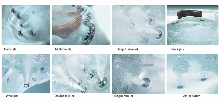 New Square Acrylic 5-6 Person Bathroom Hydro Air Massage Big Hot Bath Tub SPA Jacuzzi Outdoor Bathtub