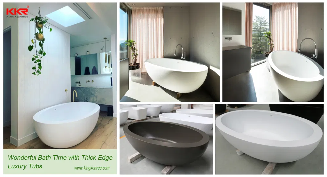 Royal Free Standing Bath Solid Surface Whirlpool Freestanding Bath for Home Bathroom