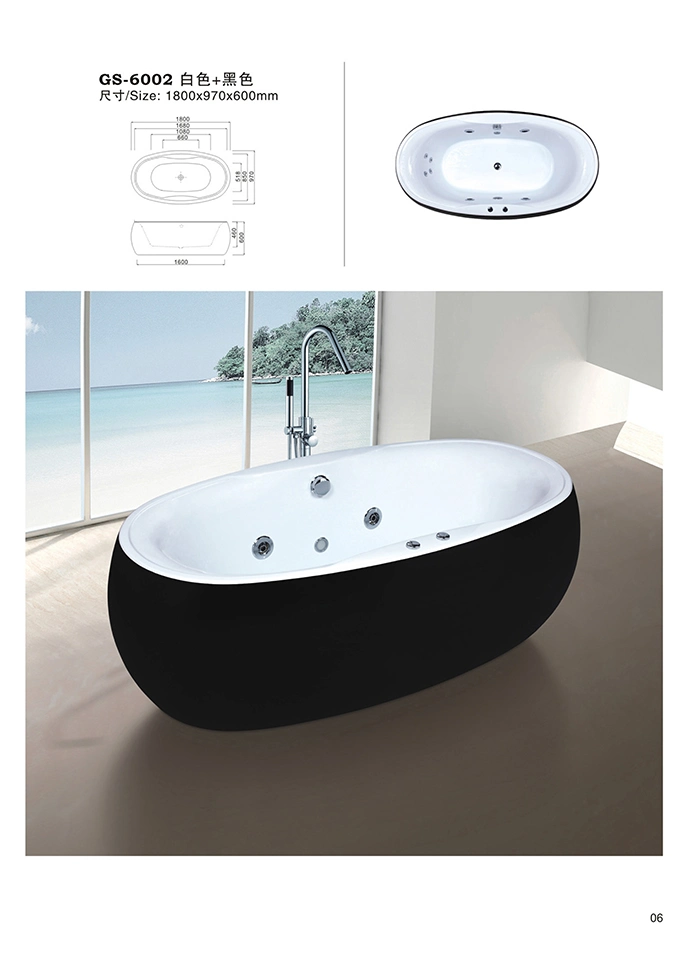 Whirlpool Jacuzzi Massage SPA Bathtub with Black Color