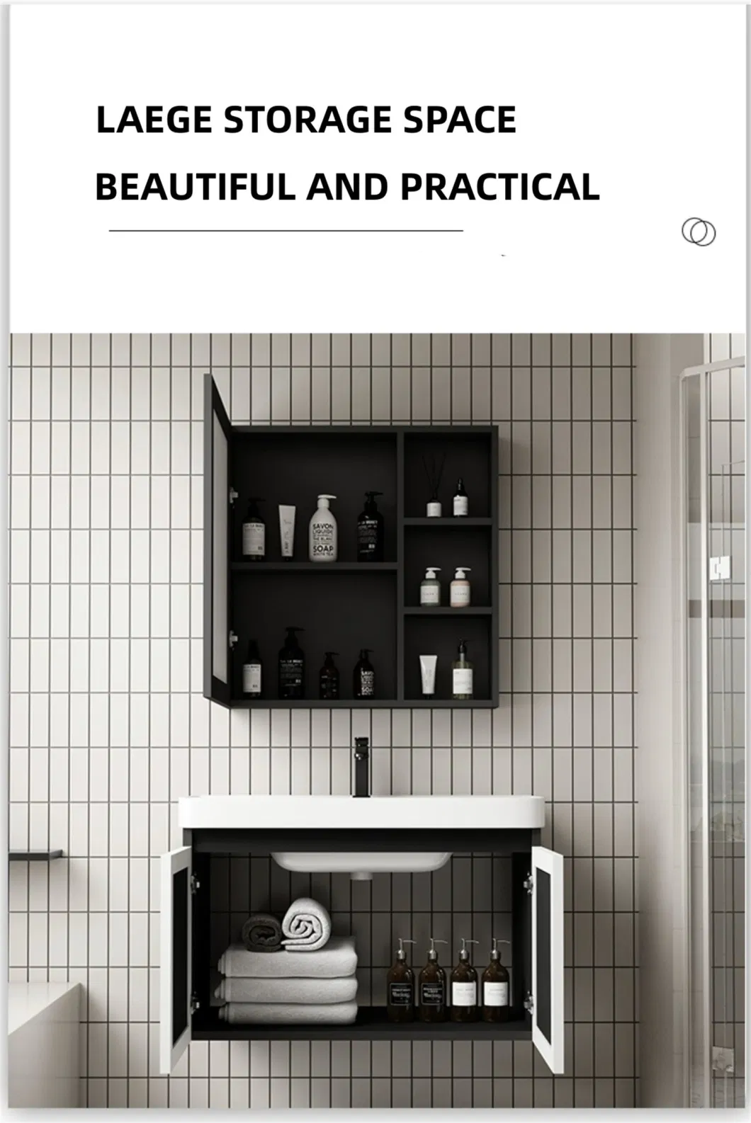 New Design Lavabo Ceramic Luminum Bathroom Vanity Cabinetand Mirror Wall-Hung Basin Cabinet