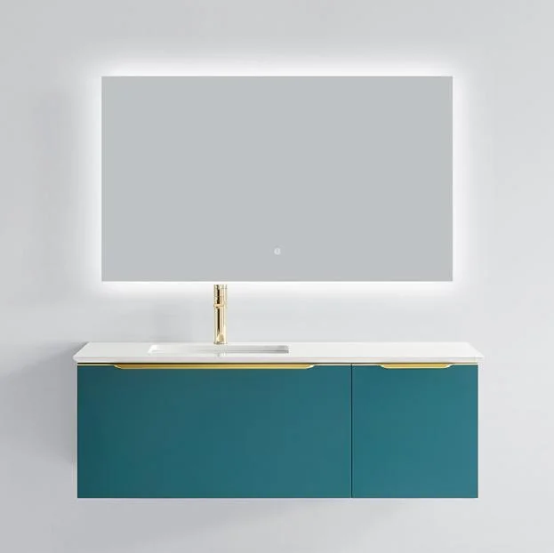 New Design Green and Gold Color Wall Mounted Style Bathroom Vanity Cabinet with Under Counter Basin