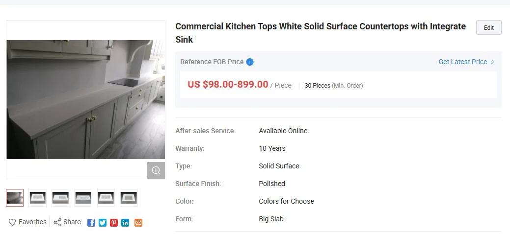 Factory Hot Sale Modern Design Solid Surface Wood White Cabinet, Countertop, Tabletop