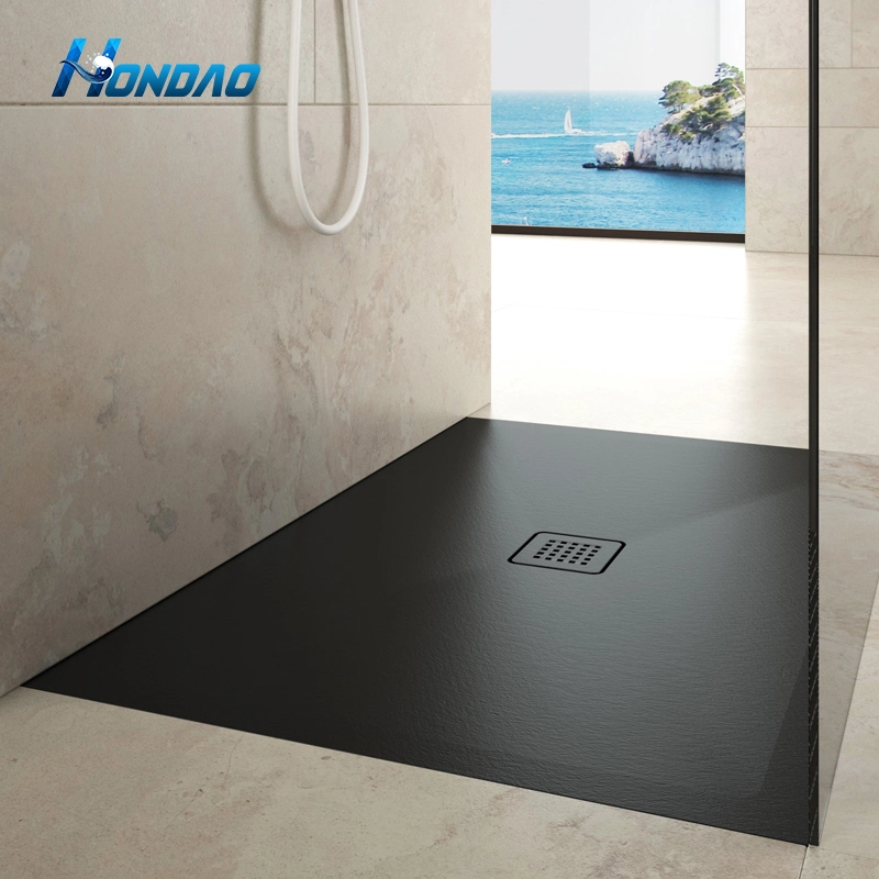 Hondao Polymarble Shower Pan Rectangle Non-Slip Floor Artificial Stone Shower Base