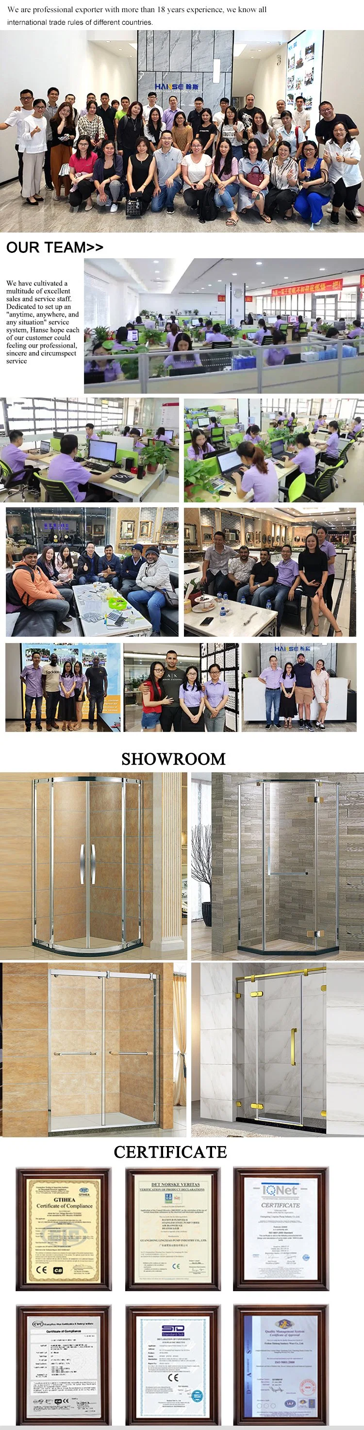 with Artificial Marble Made Jamb Stone Double Glass Door Sliding Shower Screen