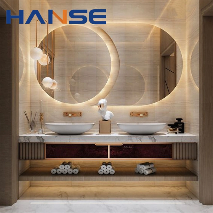 Luxury Modern Design LED Mirror Wall Mounted Wooden Bathroom Vanity Cabinet