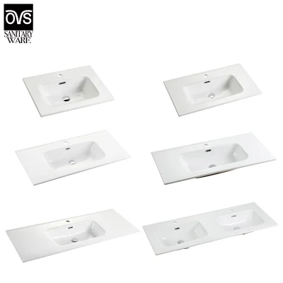 Diseño Popular Sanitaryware lavabo de cerámica Thin-Edged Rectangular vanidad cuarto de baño LAVABO lavabo económica descuento