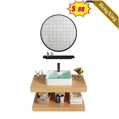  Estilo nórdico un cuarto de baño muebles de madera de color blanco Lavabo Armario de almacenamiento Double-Deck