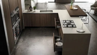 Pengbo moderno acabado pintado color gris el programa de diseño de armarios de cocina en venta