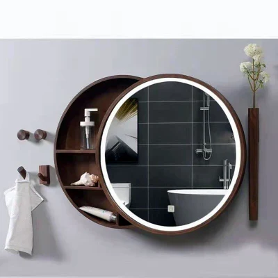  El cuarto de baño Decoración de pared inteligente multicapa de madera espejo LED vitrina para el hogar/Hotel/Salon/WC Decoración