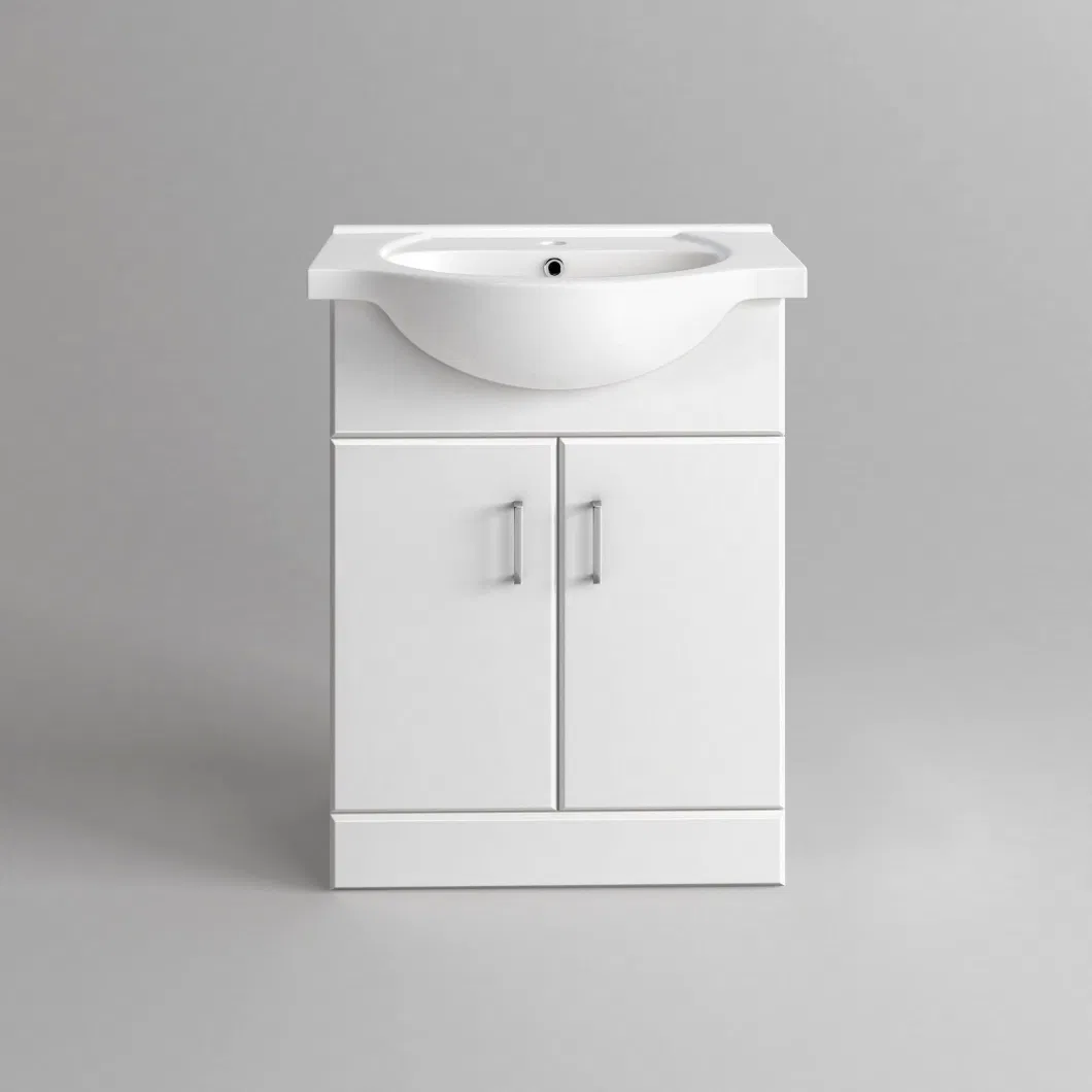 600mm Modern Floor Mounted Ceramic Basin MDF Bathroom Furniture Vanity Cabinet