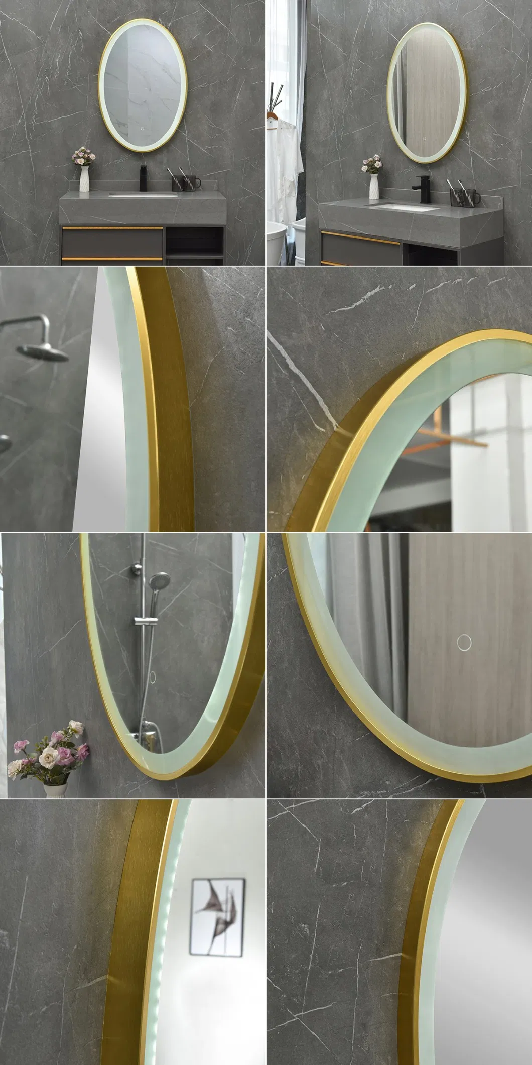 Wholesale Luxury PVC Toilet Cabinet Smart Mirror Wholesale LED Bathroom Backlit Wall Glass Vanity Mirror