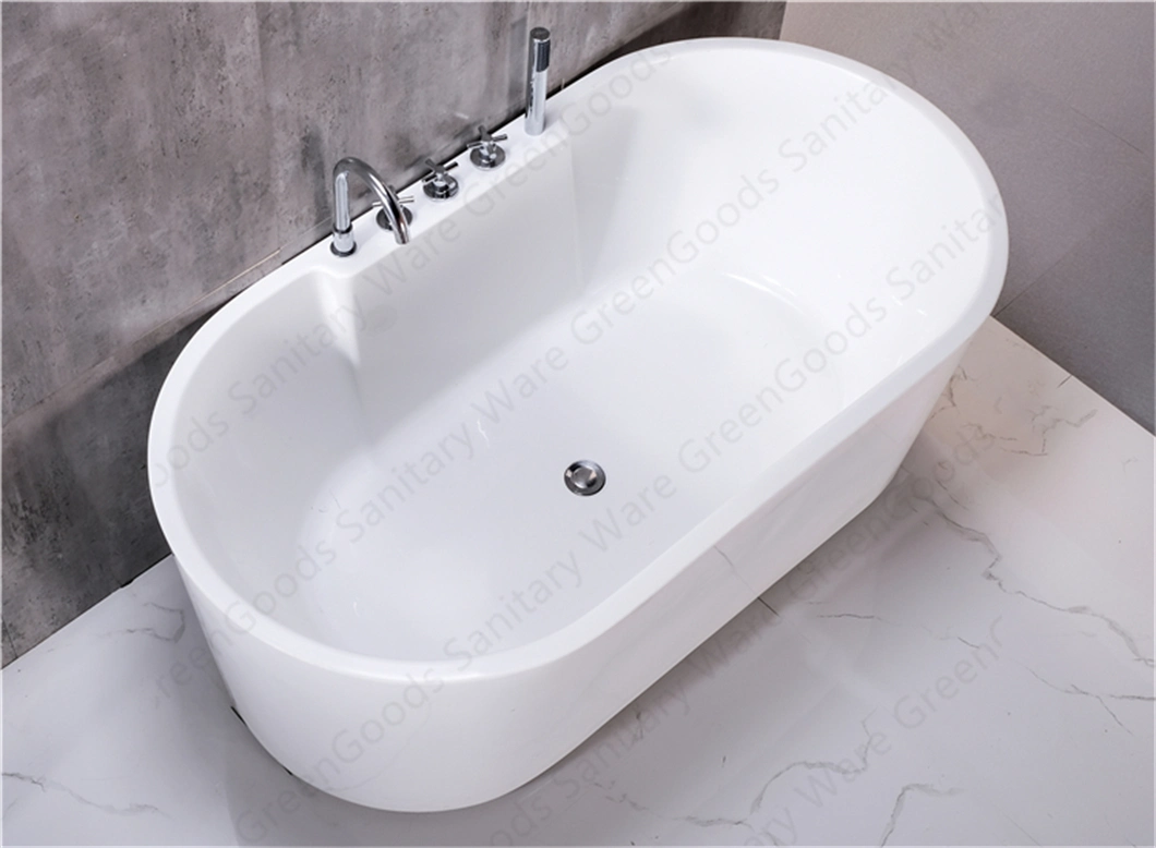 Hotel Bathroom 1200mm Bath Tubs Oval Deep Soaking Acrylic Resin Freestanding Bathtubs