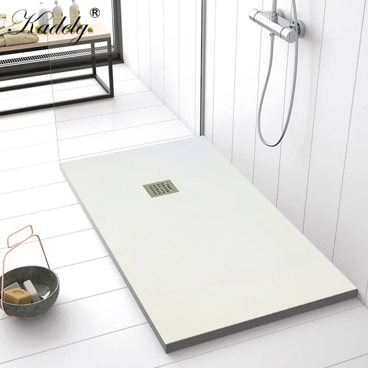 Modern Style Bath Anti-Slip White Rectangle Shower Base Pan Long Artificial Stone Resin Shower Tray