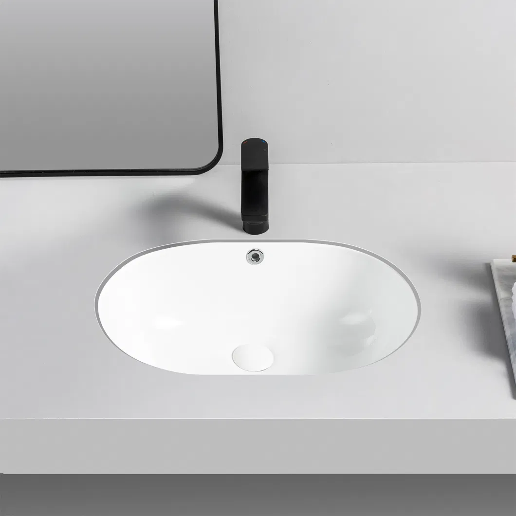 OEM ODM Bathroom Furniture Ceramic Under Mounted Washbasin Modern Oval Undercounter Vanity Basin Sink