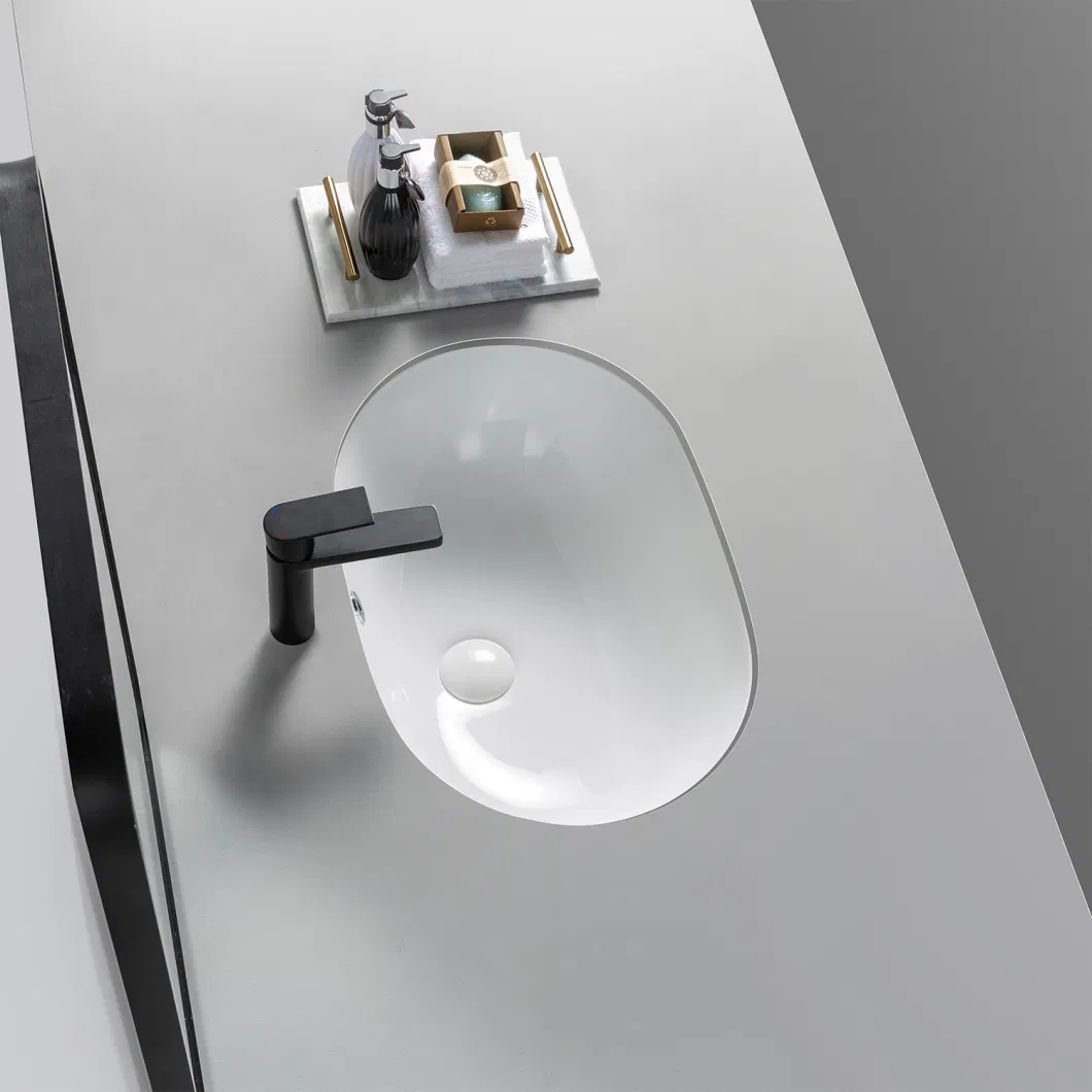 OEM ODM Bathroom Furniture Ceramic Under Mounted Washbasin Modern Oval Undercounter Vanity Basin Sink
