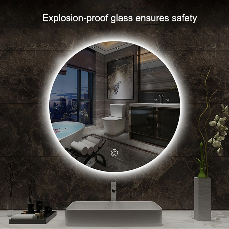 Espejos Modern Round Circle Wall Bathroom Cabinet Touch Screen Smart LED Mirror