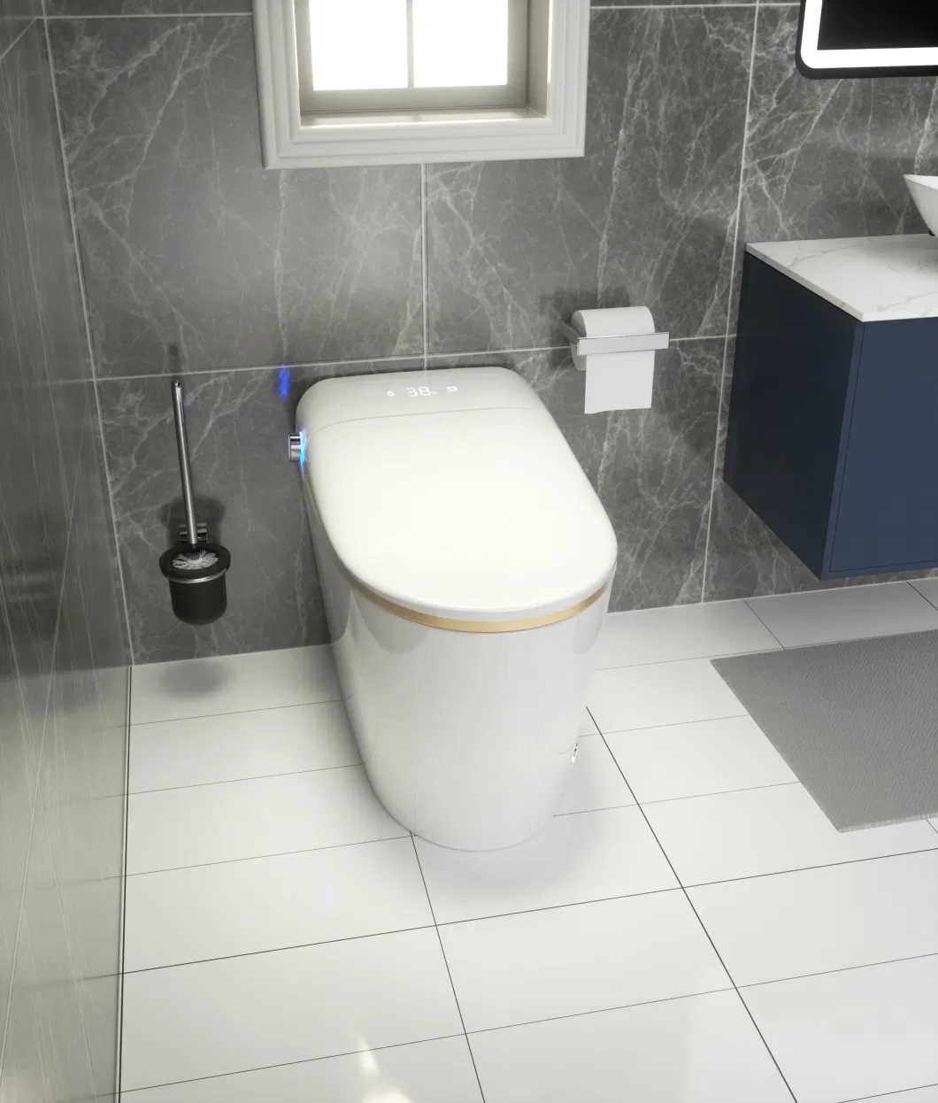 Intelligent Toilet Foot Automatic Sensor Electronic Flush Smart Toilet with Bidet