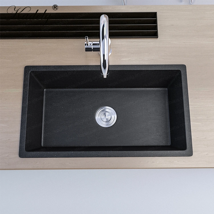 Rectangular Bowl Shape Handmade Sink Undermount Composite Quartz Stone Kitchen Sink