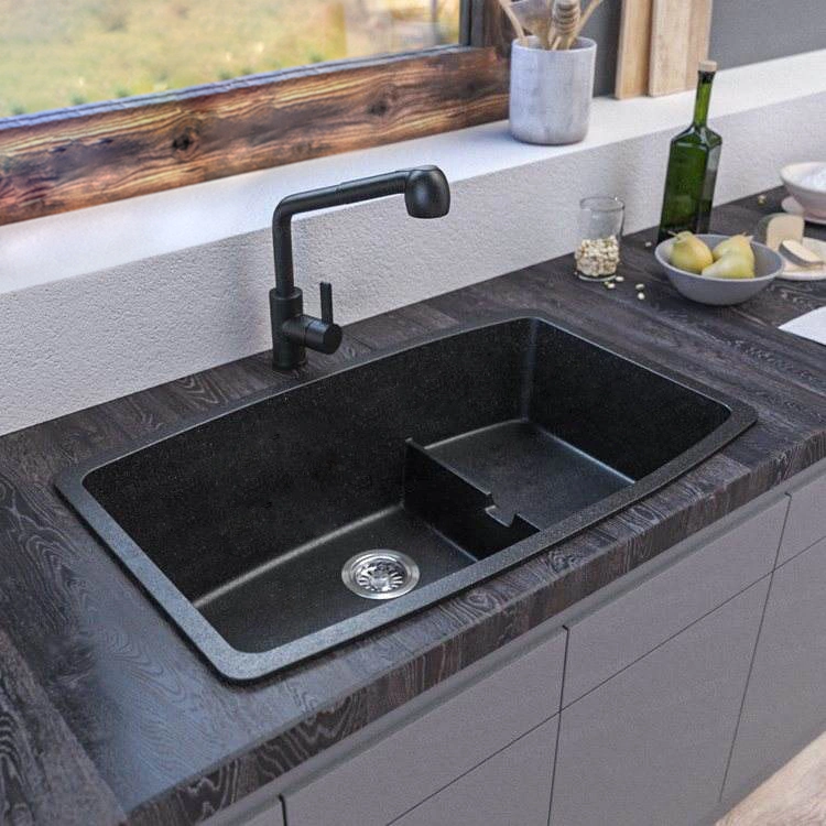 High Quality Kitchen Double Washing Basin Large Composite Quartz Stone Kitchen Sink