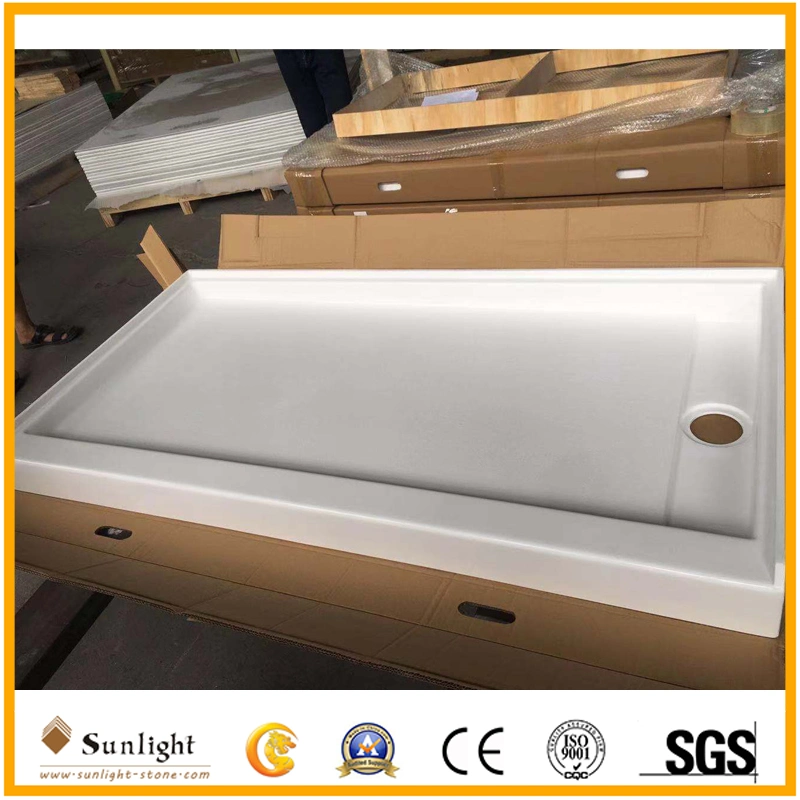 Rectangular Cultured Marble Shower Base 60&prime;&prime;x30&prime;&prime; Trench Drain for Us Market Shower Pan Tray M15