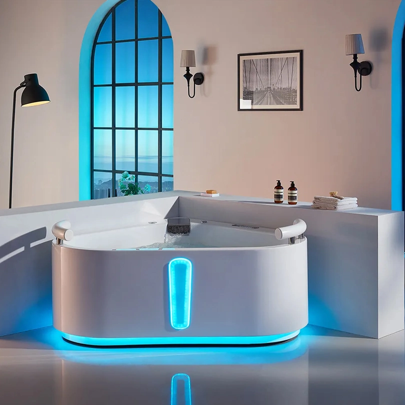Hot Sale Acrylic Freestanding Corner Bath Tub SPA Jet Whirlpool Massage Bathtub