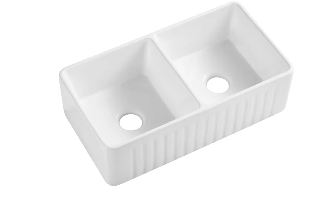 Wholesale Modern Rectangle Ceramic Single Double Bowls Apron Front Farmhouse Kitchen Sink