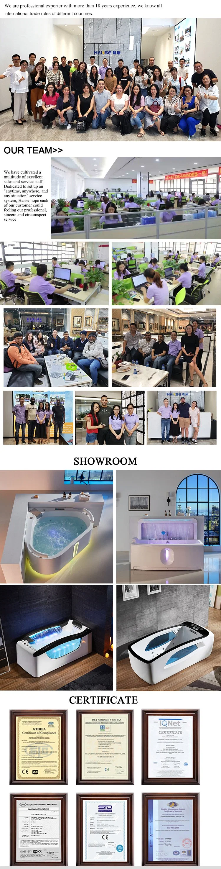 Made in China Home Decoration Good Price Acrylic Hydromassage Apron or Freestanding Bath Whirlpool Massage Bathtub SPA Hot Tub