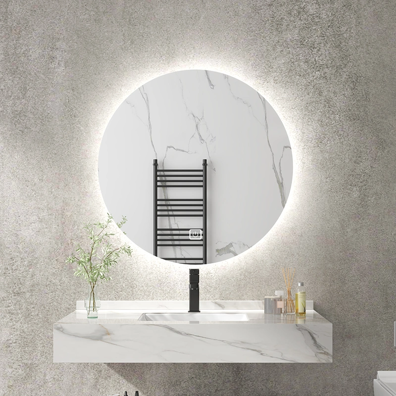Espejos Modern Round Circle Wall Bathroom Cabinet Touch Screen Smart LED Mirror