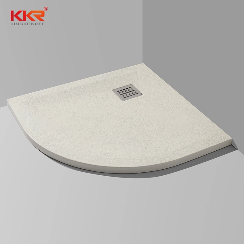 Kkr Factory Price Bathroom Solid Surface Shower Base Pure Sectored Poly Marble Shower Trays