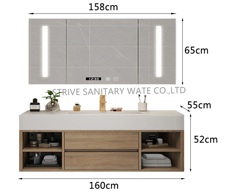 Customized Modern Wall Vanity Cabinets Wood Melamine Bathroom Vanity