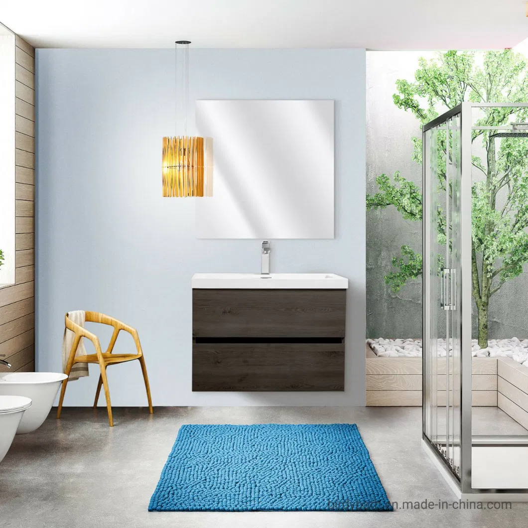 Bathroom Furniture UK Fully 80 Cm Suspended Bathroom Cabinet in Alsazia Color Resin and Mirror Washbasin